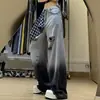Jeans Blancos Vintage Rasgados de Pierna Ancha para Mujer, Otoño 2025 Nuevo de Cintura Alta Sueltos Rectos Caídos de Largo hasta el Suelo