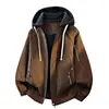 Nueva chaqueta con capucha de cuero PU para hombre de talla grande, estilo dos piezas falsas, para primavera y otoño