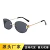 Moda Transfronteriza Europea y Americana Metal Gafas de Sol para Mujer Miaojia Tendencia Fotografía Callejera Gafas de Sol con Visera Curva Gafas para Mujer
