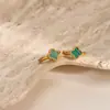 Pendientes de Acero Inoxidable con Forma de Trébol de Cuatro Hojas de Madreperla Estilo Europeo y Americano con Diamantes, Sensación de Lujo Ligero y Gama Alta, Chapado en Oro de 18 Quilates, Clips para Orejas/Accesorios para Orejas que No se Desvanecen