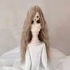 Peluca para Muñeca Seda Suave Figura BJD SD Vestir Estilismo Flequillo Largo de Colores Rizos de Lana Peluca Cubrecabezas