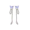 Pendientes sin orejas con borlas de diamantes de imitación y perlas de dulce niña, con clip de hueso de oreja de mariposa, súper pendientes de moda de hada