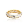 Anillo de diamante de doble fila de acero inoxidable con explosiones transfronterizas, anillo de moda de personalidad masculina de nicho, anillo de diamante de escuadra T de Europa y Estados Unidos, venta al por mayor