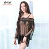 Conjunto de Camisón Sexy de Encaje con Hombros Descubiertos de Exportación Europea y Americana Malla Transparente Suministro Directo del Fabricante Lencería Sexy 284