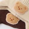 Gorro de punto con doble bola de oso para bebé, estilo occidental, cálido y grueso, de lana con protección para las orejas, para hombre y mujer.