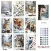 Postal Qiyu Animal Escena de Nieve Tarjeta de Invierno Pegatina Decoración Pared Dormitorio Tarjeta de Felicitación Escrita a Mano Venta al por Mayor Regalo