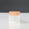 Tapa con Grano de Madera Crema Botella de Vidrio Esmerilado Botella para Crema Facial 20g Botella de Vidrio Portátil Viaje Botella para Loción de Cuidado de la Piel