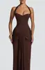 Estilo Maduro y Sexy, Color Sólido, Cuello Halter, Vestido Largo de Cola de Pez que Ceñe la Cintura, Ajustado, Fruncido, con Lazo, Minimalista y de Alta Gama