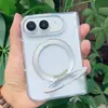 Adecuado para iPhone Duo, funda de teléfono transparente, alta transparencia, previene el amarilleo, protección de pantalla, soporte magnético giratorio de 360 grados, venta al por mayor