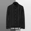 Recomendación popular: Camisa de manga larga a rayas para hombre, de lujo ligero, elástica, antiarrugas, sin planchar