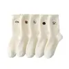 Calcetines Suaves de Felpa para Mujer para Primavera, Otoño e Invierno, Forrados de Polar y Engrosados, Lindos Calcetines de Dibujos Animados de Media Pantorrilla, Calcetines de Dormir Cálidos de Alta Gama