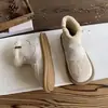 Botas de Neve Antiderrapantes Femininas Superfície de Pelúcia Birkenstock Botas Curtas 2026 Novo Estilo Fundo Plano Algodão Espessado com Veludo Interior Sapatos de Inverno Quentes