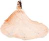 Vestido de Noiva de Renda Off-shoulder com Cauda Vestido de Festa de Aniversário Cerimônia Adulto Vestido de Princesa Vestido Floral Tridimensional