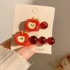 2 Presilhas Laterais Fofas de Gato Kt Maçã Bico de Pato para Meninas Grampos de Cabelo Fofos Grampos para Franja Headwear Ins Coreano