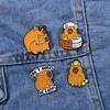 Broche Popular Original de Dibujos Animados Capibala Capibara Lindo y Lindo Decoración para Mochila Escolar Insignia de Aleación Fija para Cintura
