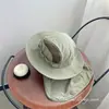 Novo Estilo Chapéu de Sol de Aba Larga para Caminhada ao Ar Livre no Verão, Chapéu de Pescador com Proteção Solar, Malha Respirável, Chapéu de Sol com Xale Removível