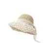 Sombrero de Sol con Flor de Encaje Sombrero de Pescador para Mujer Playa Costera Protección Solar Anti-UV Sombrero de Paja Venta al por Mayor Verano