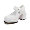 Sapatos Mary Jane Franceses Aigelin Taobao Design de Nicho Couro de Salto Alto Quadrado Preto Salto Grosso High-End