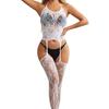 Calcetines Jipper medias comercio exterior lencería sexy con cordones en el cuello mono de jacquard entrepierna abierta nuevo w807