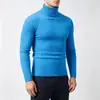 Outono Inverno Novo Suéter Masculino Gola Alta Slim Fit Malha Trançada Pulôver Moda Jovem Casual Camada Base