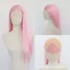 Peruca Atacado Fábrica 13*4 Renda Estilo Retrô Franja Rosa Beleza Cabelo Longo Liso Sintético Resistente a Altas Temperaturas
