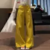 Jeans de Pierna Ancha Rectos de Moda Retro Americano de Cintura Alta para Mujer, Pantalones Simples de Largo hasta el Suelo, Novedad Verano 2025