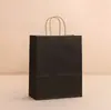 Bolsa de mano de papel kraft de color liso para llevar café, té con leche, embalaje para compras, bolsa de regalo, bolsa de papel al por mayor