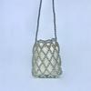 Bolso de Perlas Hecho a Mano de Moda Coreana Personalizado, Bandolera de Hombro con Recortes Plateado Personalizado Casual de Alta Gama Tipo Cubo