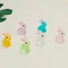Creativo Miniatura Estéreo Dibujos Animados Conejo Luminoso Animal Resina Hecho a Mano DIY Joyería Micro Paisaje Adornos Estéreo