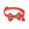 Nuevo collar para mascotas con lazo a cuadros, collar con cascabel para gatos y perros, venta al por mayor transfronteriza disponible en stock