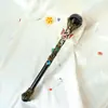 Artesanato feito à mão transfronteiriço, varinha mágica de pedra bruta de cristal natural obsidiana, decoração de varinha mágica de Halloween feita à mão