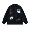 Estilo Americano Primavera Nuevo Lindo Dibujo Animado Cachorro Bordado Bordado Cardigan Sudadera Coreano Ins Tendencia Holgado Bf Chaqueta