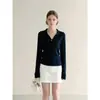Suéter de punto adelgazante estilo coreano para mujer, de manga larga, jersey, casual, estilo old money, adecuado para usar en otoño, agradable para la piel, transpirable, top de color liso