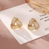 Brincos Triangulares de Zircônia Novos de Verão, Brincos de Cobre Micro-Embutidos de Luxo Leve e de Alta Qualidade, Design de Nicho, Brincos Exquisitos e Versáteis