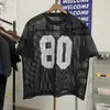 Estilo Nuevo Europeo y Americano Diseño Calado 80 Estrellas Digitales Suéter Holgado Tejido Cuello Redondo Manga Corta Deportivo Moderno Hombres y Mujeres