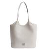 Bolsa de Mano Tejida de Gran Capacidad Estilo Coreano para Mujer Bolso de Hombro para Madre Nuevo Color Puro Moda Casual Cuero PU Suave Bolso Grande
