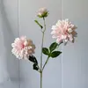 3 Cabezas de Hermosas Dalias Artificiales, Dalia para Decoración de Bodas, Decoración del Hogar Arte Floral, Flores de Seda, Flores Falsas, Caléndula