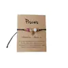 Pulseiras Populares Transfronteiriças de 12 Constelações e Oito Planetas Feitas à Mão com Contas para Homens e Mulheres, Pulseiras de Pedra Natural Preta Fosca
