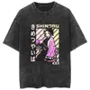 Camiseta Lavable Transfronteriza con Efecto Vintage, Camiseta de Manga Corta de Anime Demon Slayer para Hombre