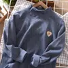 Camiseta de Manga Larga para Niños Otoño e Invierno 2024 Tallas Mediana-Grande Cuello Medio Alto de Terciopelo Top Engrosado Forro Polar Camiseta Interior para Niños