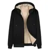Conjunto de Sudadera de Terciopelo de Cordero para Hombre Invierno Terciopelo Grueso Conjunto con Capucha Ropa Deportiva Cárdigan Casual Chaqueta Cálida