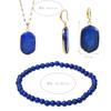 Collar Hexagonal de Lapislázuli de Moda Europea y Americana para Mujer, Cadena Dorada que No se Desvanece, Juego de Joyería de Pendientes de Alta Gama