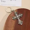 Colgante de acero inoxidable para llave de coche más vendido transfronterizo, accesorio de colgante de metal personalizado vintage, llavero de cruz