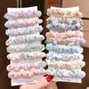 Liga para el Cabello de Cuentas de Gelatina Versátil Scrunchie Ins Plisado Moño Cuerda para el Cabello Accesorio para el Cabello Alta Elasticidad Trenza