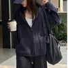 Chaqueta de Invierno Gruesa de Polar Cepillado Cálido con Capucha de Manga Larga Holgada Perezosa Estilo Coreano Casual Top de Manga Larga para Mujer