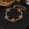 Pulsera de Trébol de Cuatro Hojas de la Suerte a la Moda con Madreperla Natural Deslizante para Mujer, Accesorio de Joyería de Mano Floral de Lujo Ligero de Gama Alta