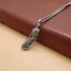 Collar Águila de la Libertad de Plata de Ley S925 Colgante Pluma India Taijiao Cadena de Lana Versátil Japonesa y Coreana