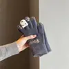 Guantes de felpa bonitos para mujer, de invierno, gruesos, cálidos, con pantalla táctil, de punto, de lana, para ciclismo, resistentes al frío, para estudiantes.