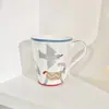Juego de Tazas de Cerámica Creativas Estilo Europeo de Lujo Ligero Dibujos Animados Lindos de Animales Naturales para el Hogar, la Oficina y Regalos