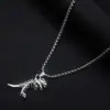 Collar Largo Vintage con Colgante de Diseño Único de Esqueleto, Presentando un Tyrannosaurus Rex, Suéter de Nicho Hip-Hop, Estilo Metálico, Estilo Unisex